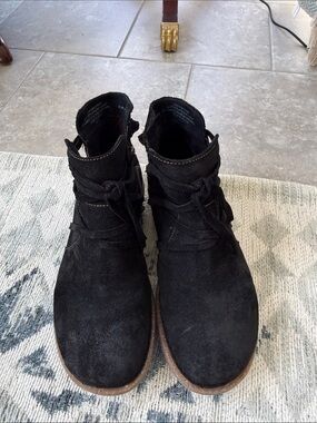 Born Black Suede Lace-Up Ankle Booties